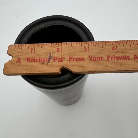 MCM Hyalyn Pottery Black Vase Cylindrical Modern Planter 8 x 3.25 inch Vintage - Picture 3 of 8